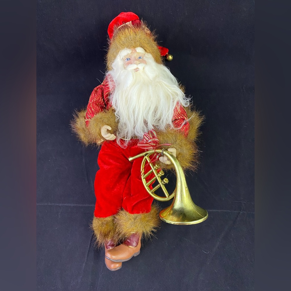 Shelf Sitter Santa Claus 13” Figure Doll Christmas Decoration Velvet Faux Fur